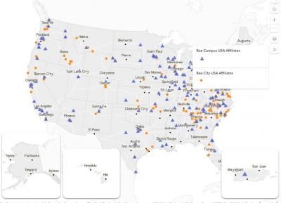 Bee City USA Affiliate Map of USA